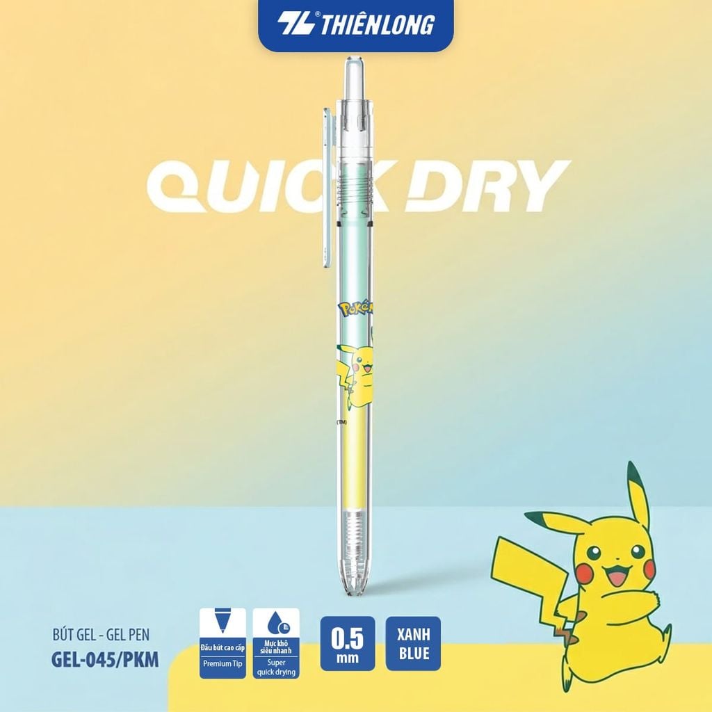 Bút Gel Thiên Long Pokémon GEL-045/PKM – Mực Xanh 0.5mm