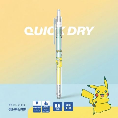 Bút Gel Thiên Long Pokémon GEL-045/PKM – Mực Xanh 0.5mm