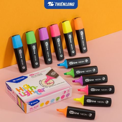 Bút dạ quang Hi!Line Neon Thiên Long HL-029 – Màu sáng nổi bật, không lem mực