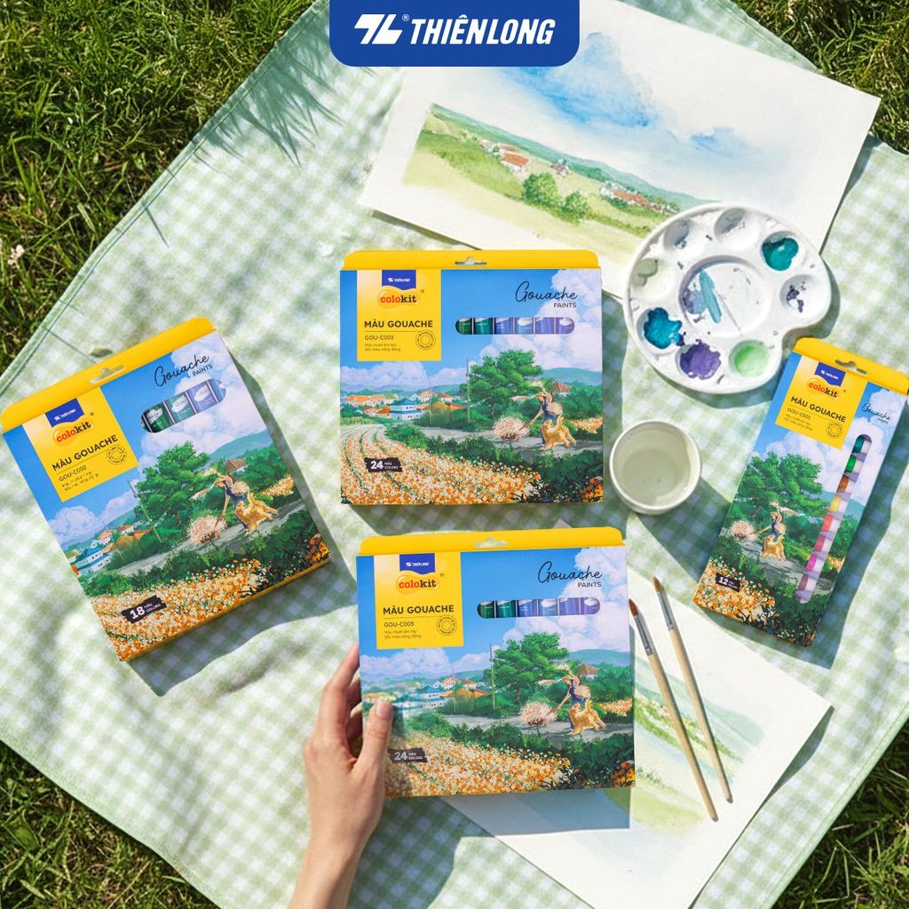 Bộ 12/18/24 màu Gouache dạng tuýp 12ml Thiên Long Colokit