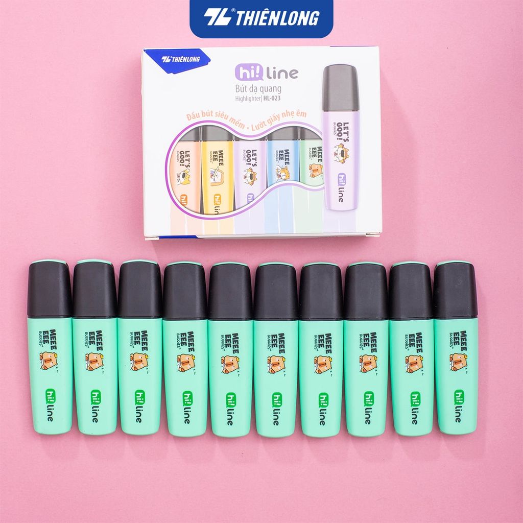 Bút dạ quang màu Pastel Hi! Line Thiên Long HL-023 - Đầu bút siêu mềm, lướt giấy nhẹ êm
