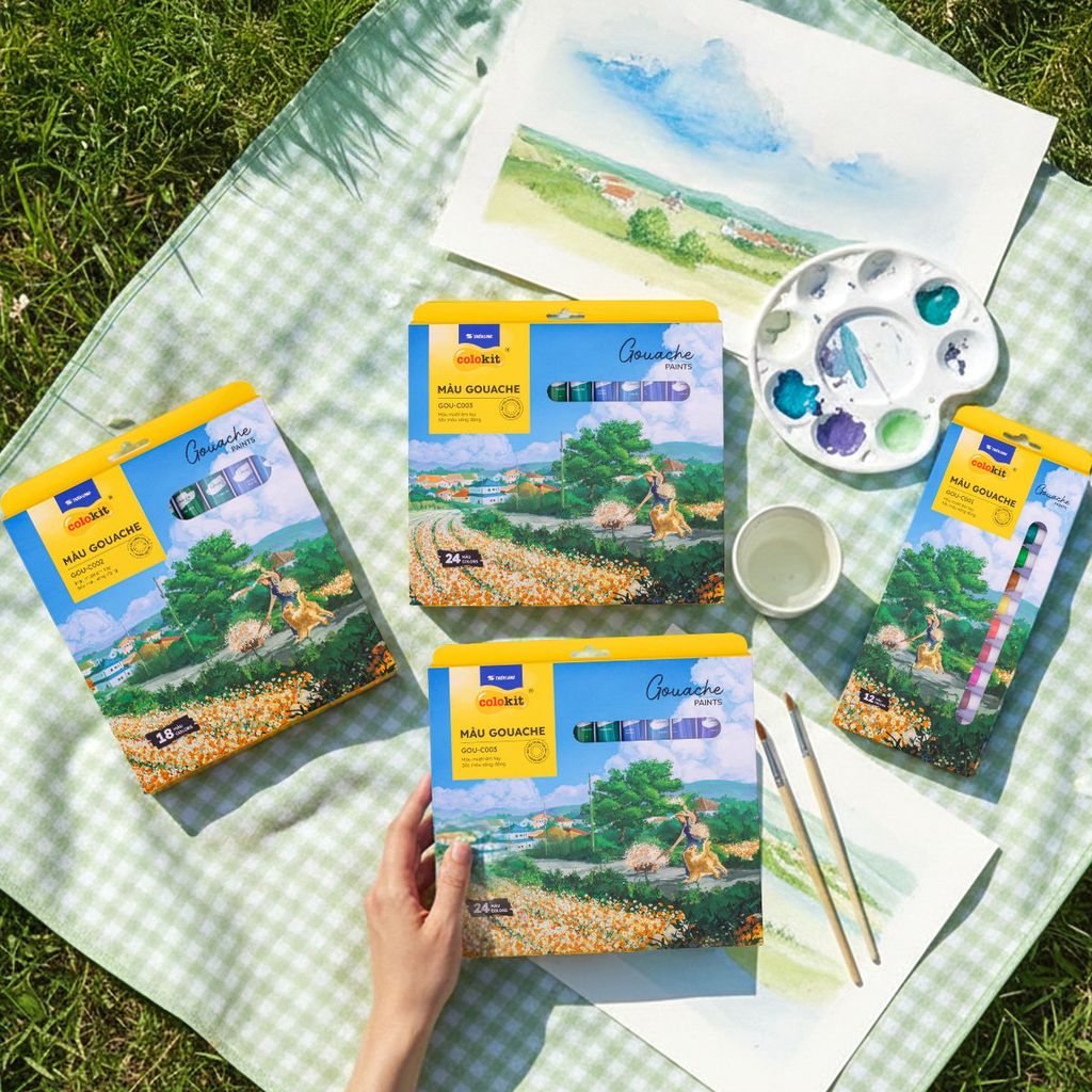 Bộ 12/18/24 màu Gouache dạng tuýp 12ml Thiên Long Colokit