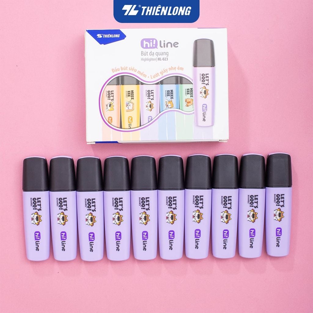 Bút dạ quang màu Pastel Hi! Line Thiên Long HL-023 - Đầu bút siêu mềm, lướt giấy nhẹ êm