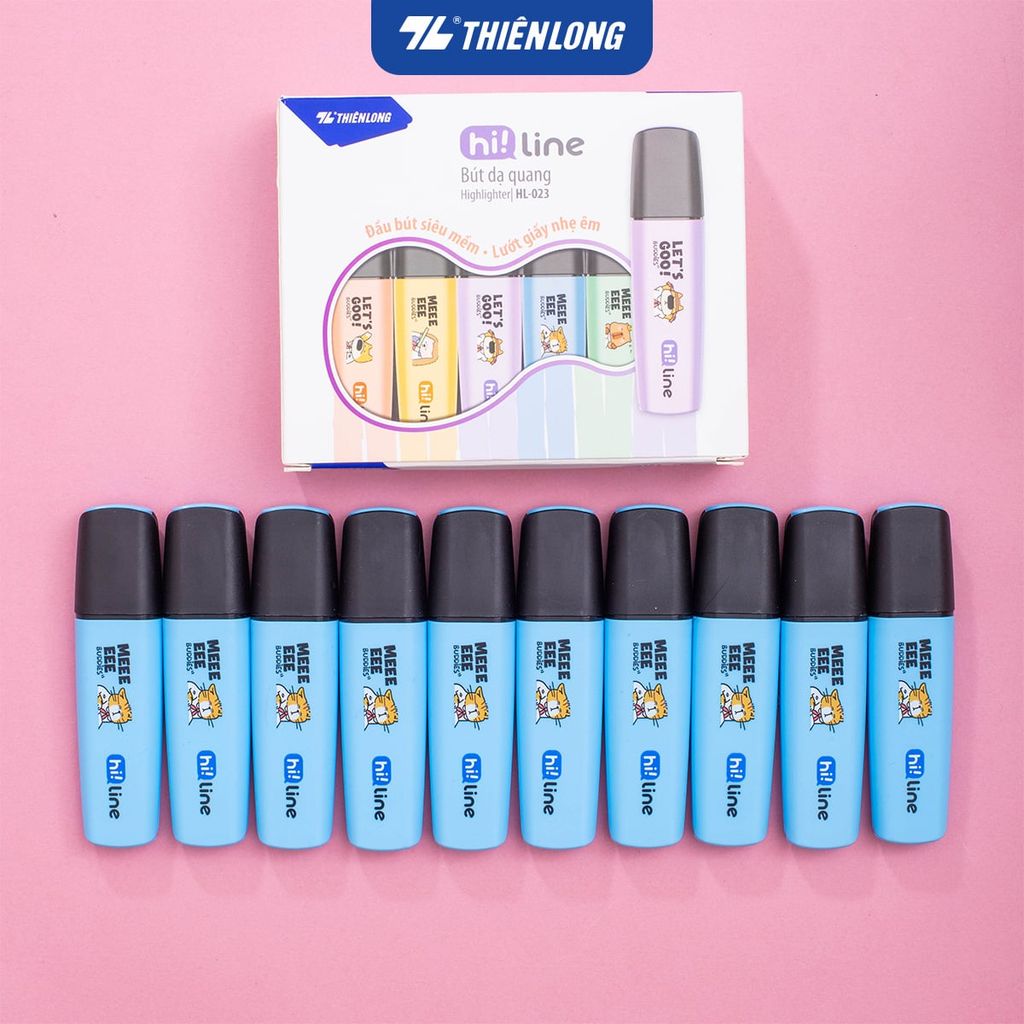 Bút dạ quang màu Pastel Hi! Line Thiên Long HL-023 - Đầu bút siêu mềm, lướt giấy nhẹ êm