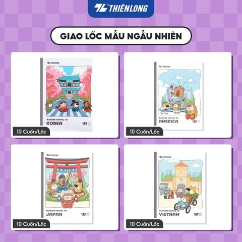 Tập dán gáy 120 trang kẻ ngang 7mm 70 gsm Thiên Long Buddies Travel NB-151 - Mẫu ngẫu nhiên