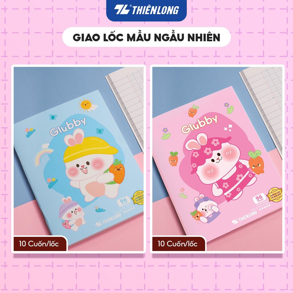 Combo 10 Tập học sinh 96 trang 5 ô ly vuông 2mm chấm kẻ 2/3 100gsm NB-118 Thiên Long - Mẫu ngẫu nhiên