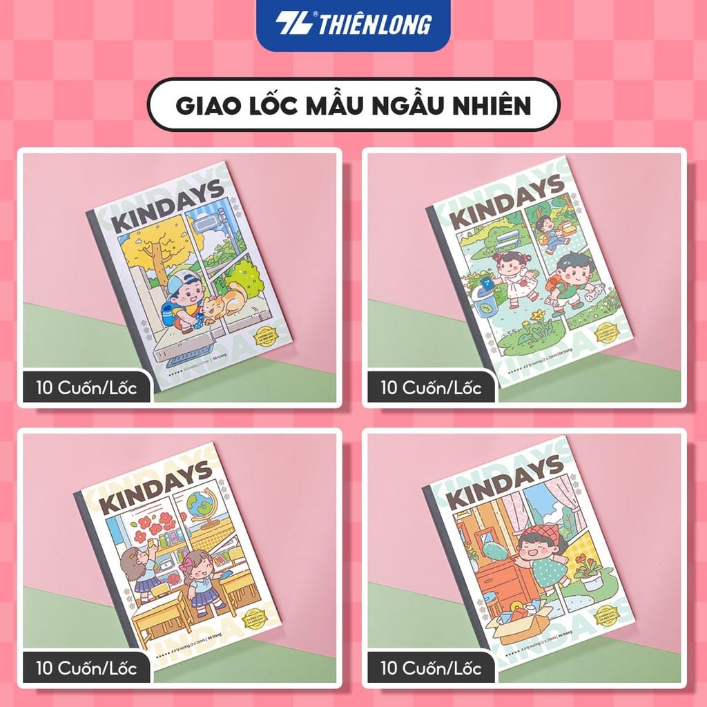 Tập học sinh 96 trang 4 ôly vuông 100 gsm Thiên Long KINDAYS - Mẫu ngẫu nhiên