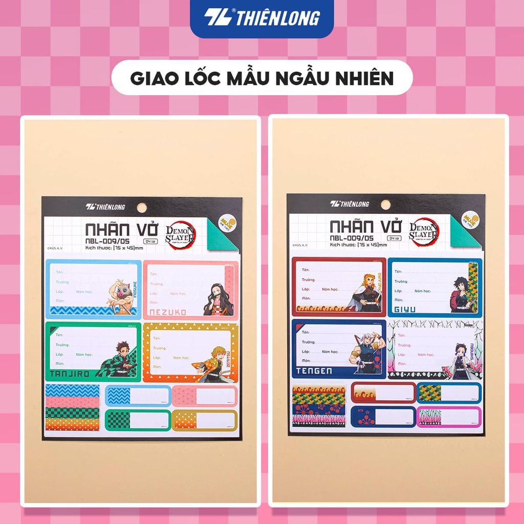 Nhãn vở Thiên Long - Phiên bản Demon Slayer NBL-009/DS