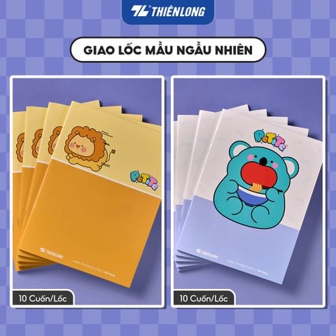 Combo 5 Tập học sinh Thiên Long PeTiTe 96 trang 4 ô Ly vuông 2mm 80 gsm TP-NB053 – Mẫu ngẫu nhiên
