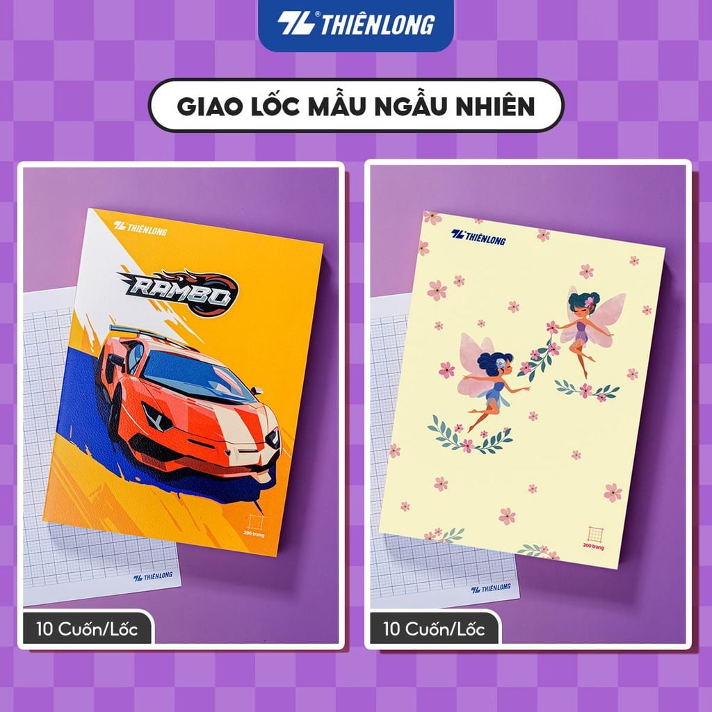 Tập học sinh 4 ô ly 2mm 200 trang 80 gsm Thiên Long NB-135