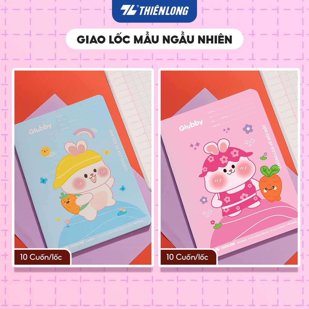 Combo 5 Tập học sinh 48 trang 5 ô ly vuông 2.5mm chấm kẻ 2/3 100gsm NB-116 Thiên Long - Mẫu ngẫu nhiên