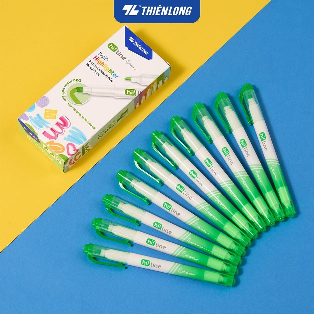 Bút dạ quang Thiên Long HL-03/PLUS - 2 đầu bút siêu mềm, lướt giấy nhẹ êm
