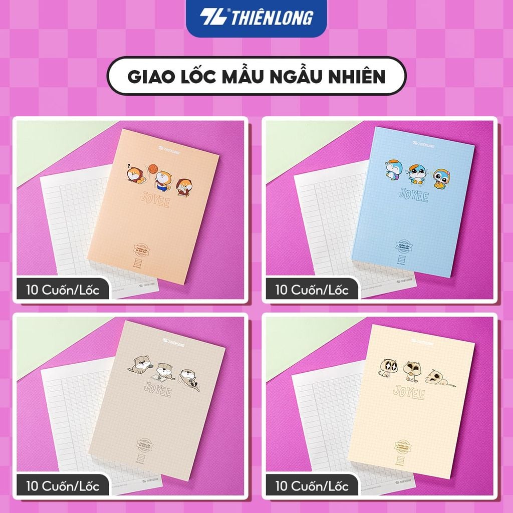 Tập học sinh chống lóa 4 ô ly ngang 2mm 200 trang 70 gsm Thiên Long Joyee NB-147