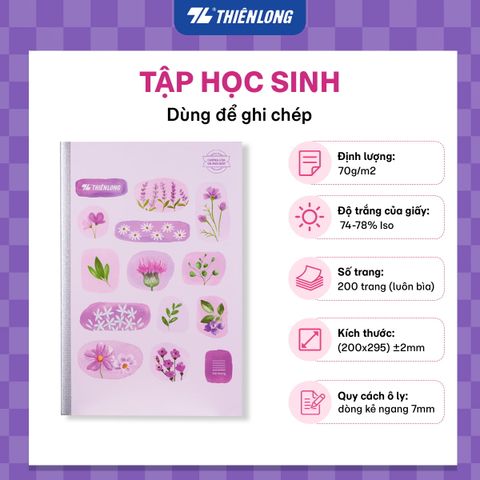 Tập may gáy chống lóa A4 200 trang kẻ ngang 7mm 70 gsm Thiên Long NB-139 – Mẫu ngẫu nhiên