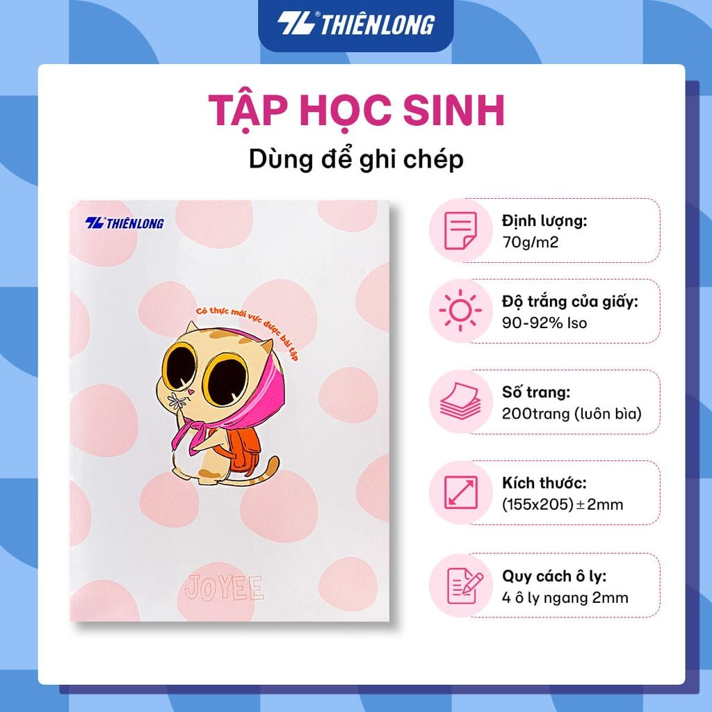 Tập học sinh 200 trang 4 ô ly ngang Điểm 10 TP-NB049 (hình ngẫu nhiên)