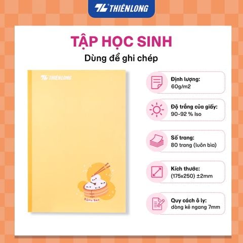 Tập học sinh 80 trang kẻ ngang 7mm 60 gsm Thiên Long NB-097 – Mẫu ngẫu nhiên