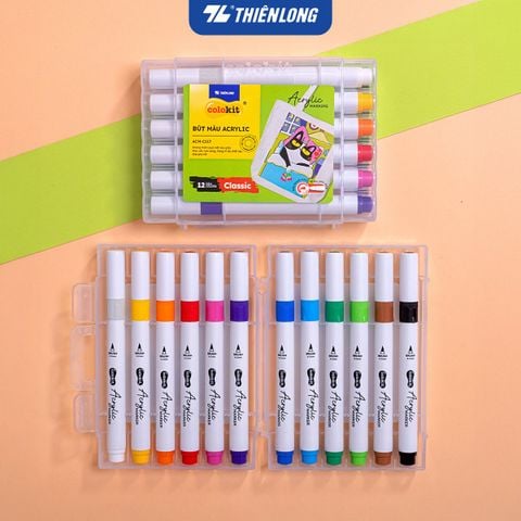 Acrylic Markers/ Bút sơn/ Bút lông 12/24/36 màu ThiênLong Colokit - Màu sắc tươi sáng, Không thấm qua mặt giấy