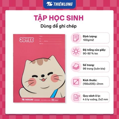 Combo 10 Tập học sinh Thiên Long Joyee 96 trang 4 ô ly vuông 2mm 100 gsm TP-NB061 - Mẫu ngẫu nhiên