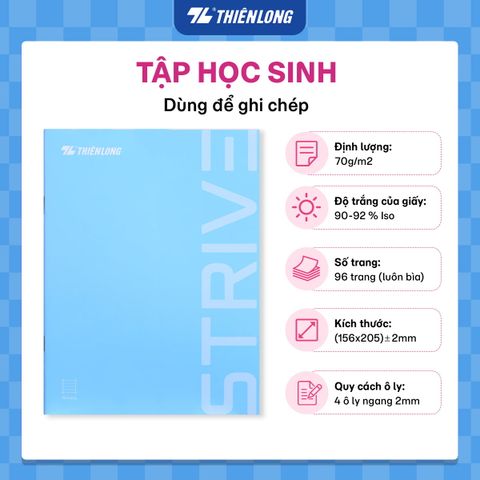 Combo 10 Tập học sinh Thiên Long Strive 96 trang 4 ô ly ngang 2mm 70 gsm TP-NB048 - Mẫu ngẫu nhiên