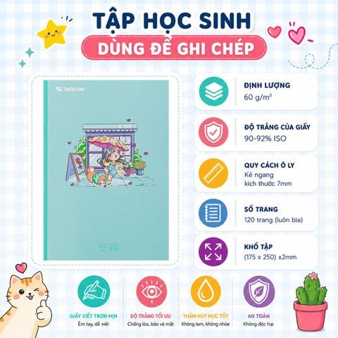 Tập học sinh 120 trang dòng kẻ ngang 60 gsm Thiên Long NB-096 (hình ngẫu nhiên)