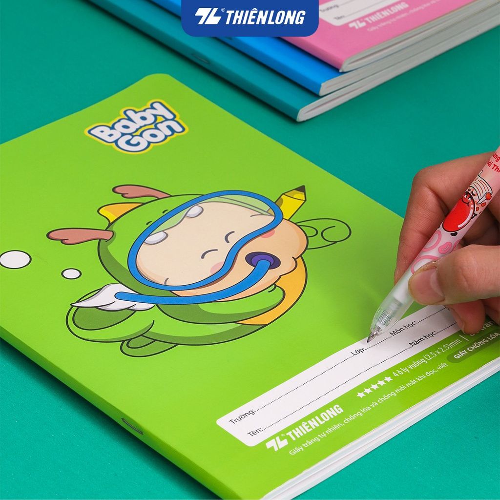 [TẶNG 02 CUỐN] Combo 10 Tập học sinh 80 trang 4 ô ly vuông 2.5mm 100gsm NB-123 Thiên Long - Mẫu ngẫu nhiên