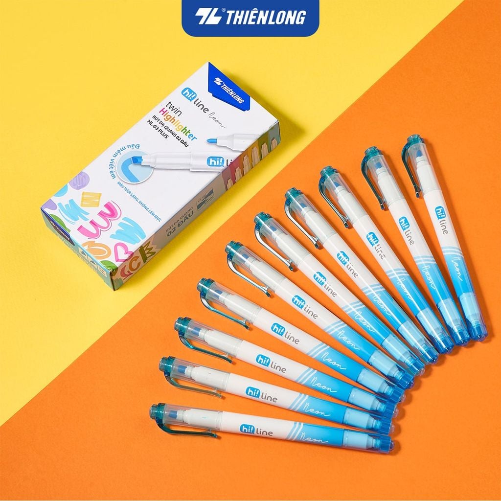 Bút dạ quang Thiên Long HL-03/PLUS - 2 đầu bút siêu mềm, lướt giấy nhẹ êm