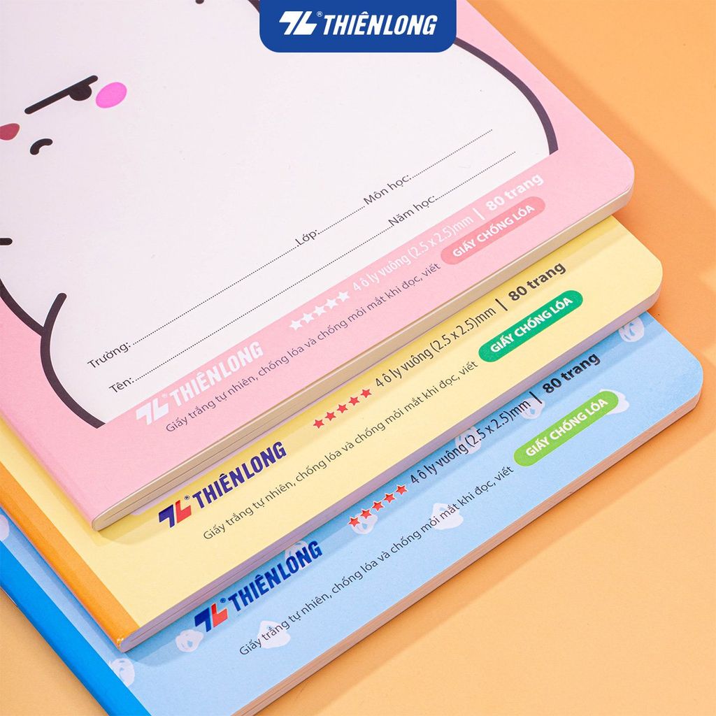 Tập học sinh chống lóa 80 trang 4 ô ly vuông 2.5mm 100gsm Thiên Long TP-NB003