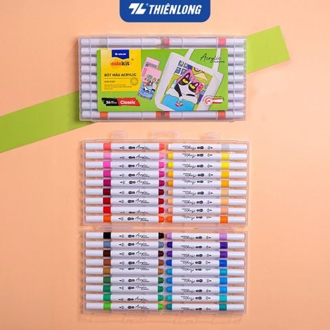 Acrylic Markers/ Bút sơn/ Bút lông 12/24/36 màu ThiênLong Colokit - Màu sắc tươi sáng, Không thấm qua mặt giấy