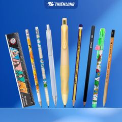 Combo bút chì Thiên Long HB/2B/3B/4B bám dính tốt phù hợp vẽ phác thảo, làm trắc nghiệm, an toàn tuyệt đối - kèm gôm, chuốt chì, thước - giao mẫu ngẫu nhiên