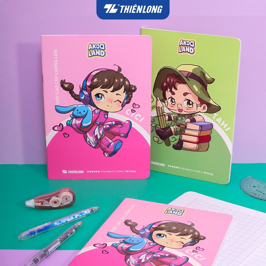 Combo 5/10 Tập học sinh chống lem 48 trang 4 ô ly vuông 2.5mm 120gsm Thiên Long NB-119/AK - Akooland thế giới học cụ thần kỳ - Mẫu ngẫu nhiên