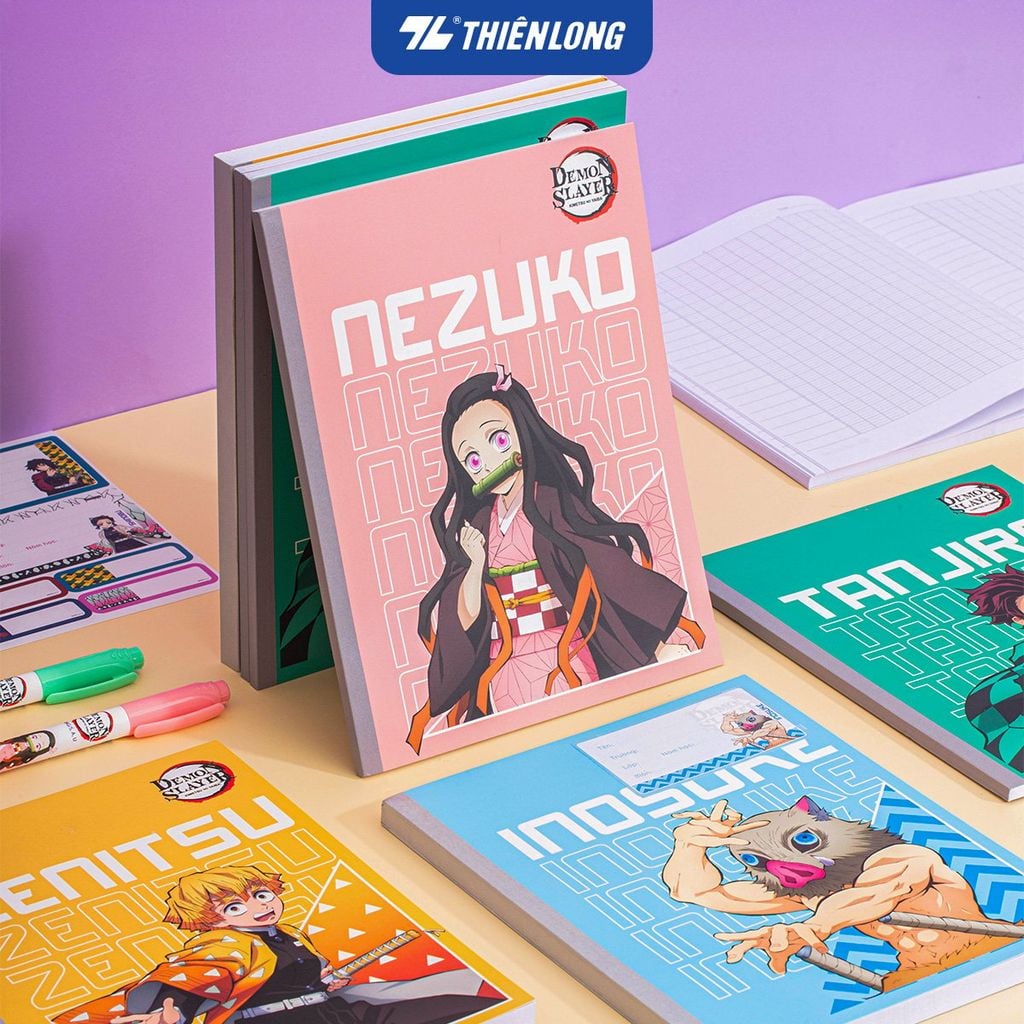 Tập vở Thiên Long 96/200 trang 4 ô ly ngang 2mm 70gsm - dành cho học sinh, sinh viên - Phiên bản Demon Slayer