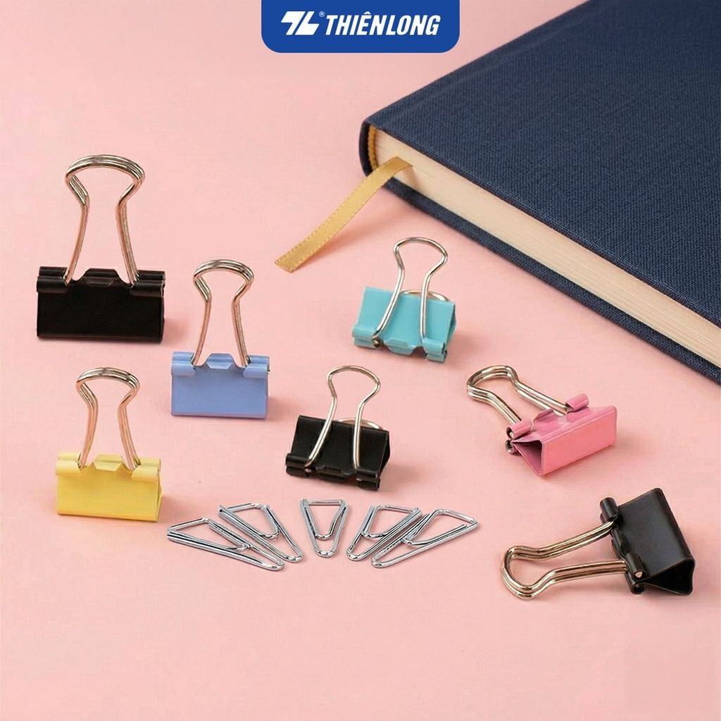 Combo kẹp bướm, kẹp giấy thiên long kích thước 15/19/25/32/41/51mm kim loại chống sét - giữ hồ sơ gọn gàng, phù hợp văn phòng, học sinh