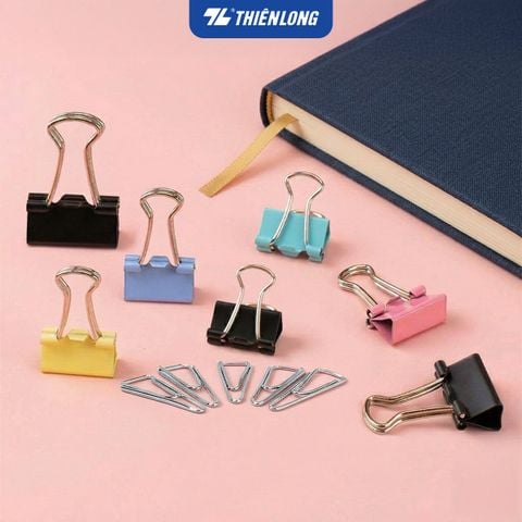 Combo kẹp bướm, kẹp giấy thiên long kích thước 15/19/25/32/41/51mm kim loại chống sét - giữ hồ sơ gọn gàng, phù hợp văn phòng, học sinh