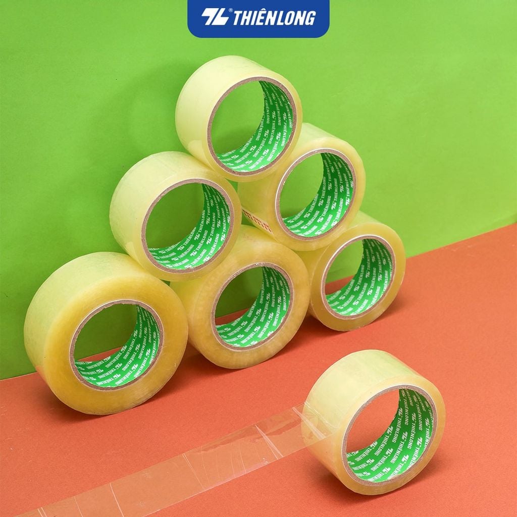 Combo 5 Băng keo trong Thiên Long Flexoffice 40-200 yards độ bám dính tốt, phù hợp cho nhiều nhu cầu đóng gói, văn phòng và gia đình