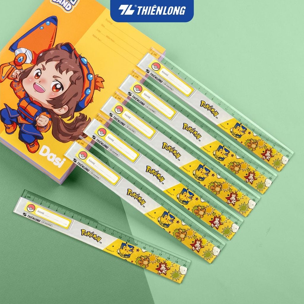 Thước kẻ nhựa trong Thiên Long Pokémon 20cm – Phiên Bản Pikachu Dễ Thương