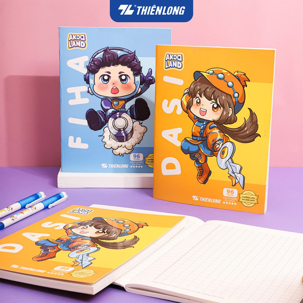 Tập học sinh chống lóa 96 trang 4 ô ly vuông 2mm 100gsm Thiên Long NB-117/AK - Akooland thế giới học cụ thần kỳ - Mẫu ngẫu nhiên