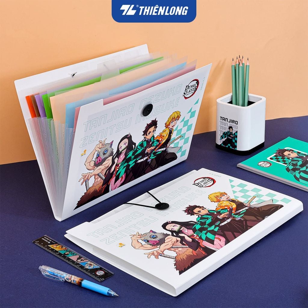 Bìa 8 ngăn hồ sơ tài liệu văn phòng - học sinh A4 Thiên Long Demon Slayer DF-006/DS