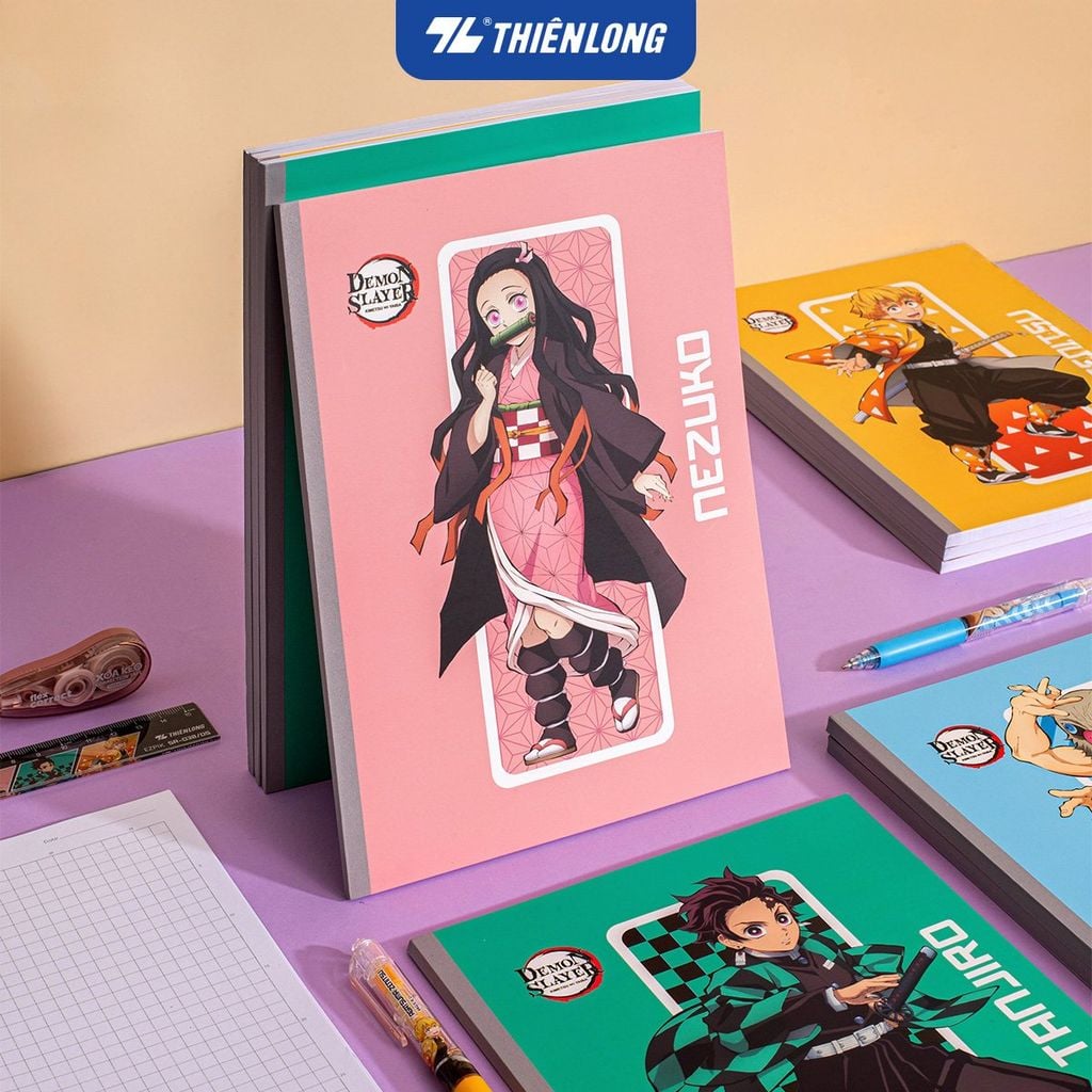Tập vở Thiên Long 80/120 trang kẻ caro 6mm 70gsm - dành cho học sinh, sinh viên - Phiên bản Demon Slayer