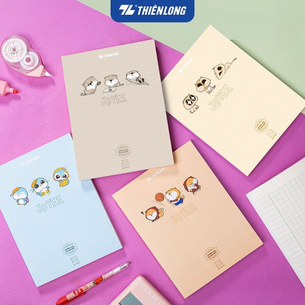 Tập học sinh chống lóa 4 ô ly ngang 2mm 200 trang 70 gsm Thiên Long Joyee NB-147