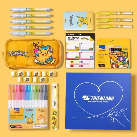 Bộ sưu tập học cụ Thiên Long Pokémon – Set quà tặng hình ảnh Pikachu bản quyền - Mẫu ngẫu nhiên
