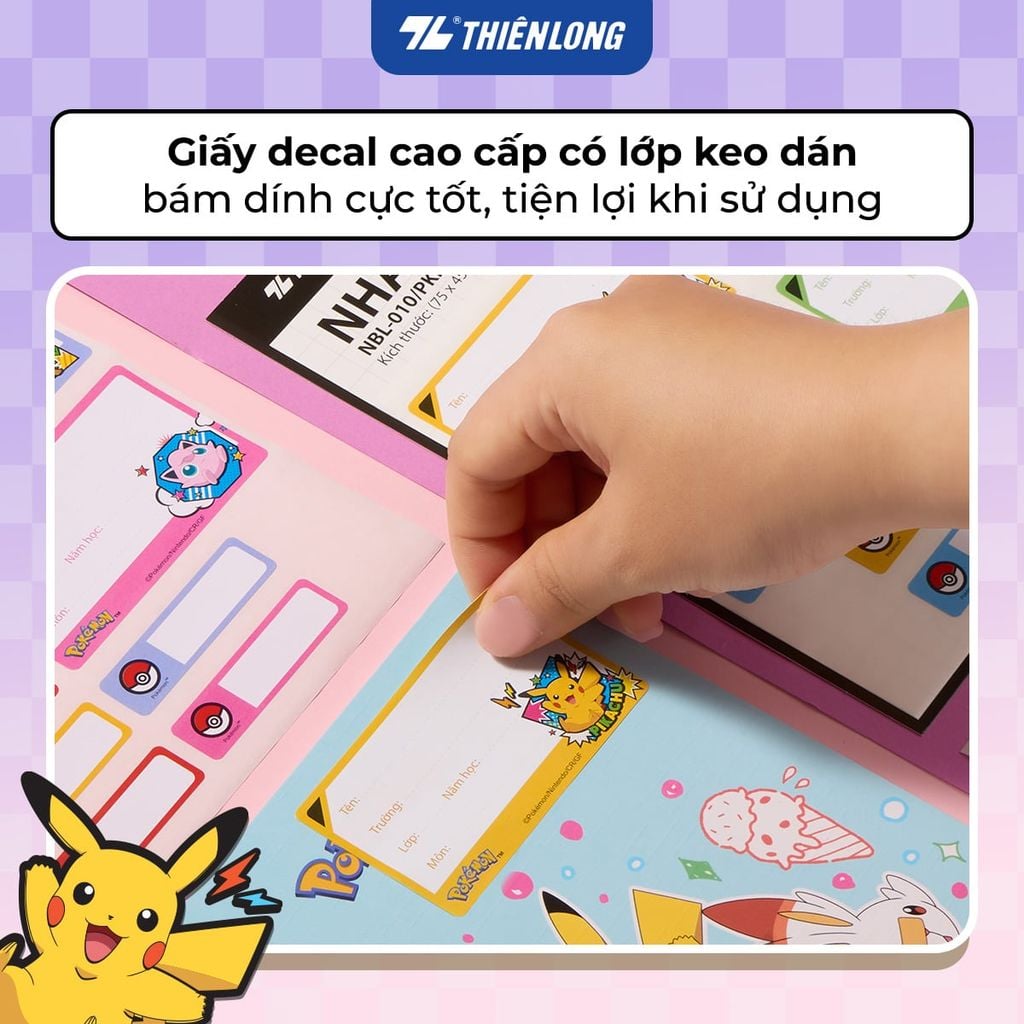Nhãn vở - Nhãn tập Thiên Long Pokémon NBL-010/PKM