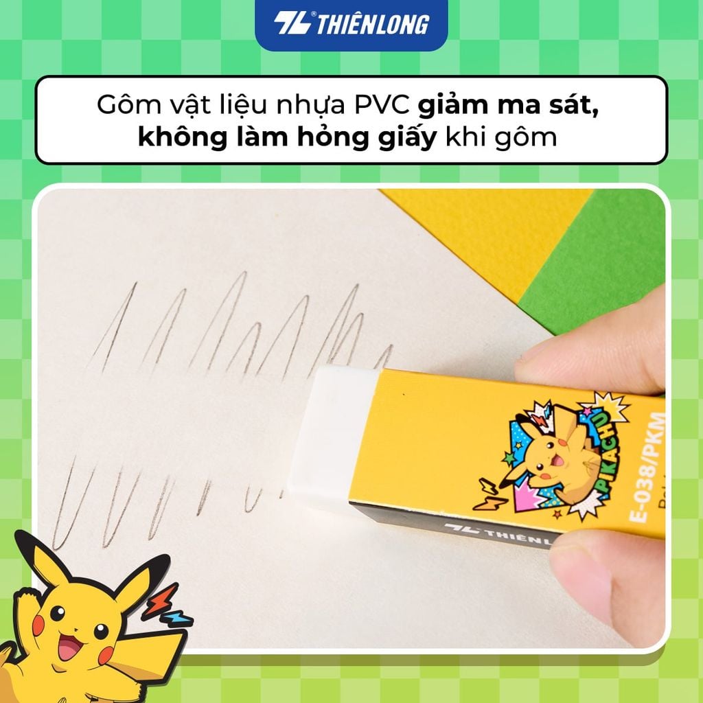 Gôm tẩy Thiên Long Pokémon kháng khuẩn Nhật Bản - Mẫu ngẫu nhiên