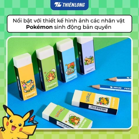 Gôm tẩy Thiên Long Pokémon kháng khuẩn Nhật Bản - Mẫu ngẫu nhiên