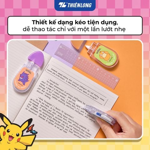 Băng xóa kéo Thiên Long Pokémon CT-012/PKM 5mm x 10m – Khô Nhanh, Che Phủ Tốt