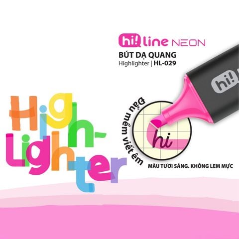 Bút dạ quang Hi!Line Neon Thiên Long HL-029 – Màu sáng nổi bật, không lem mực