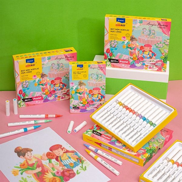 Pastel Acrylic Markers Bút sơn/ Bút lông 6/12/24 màu ThiênLong Colokit