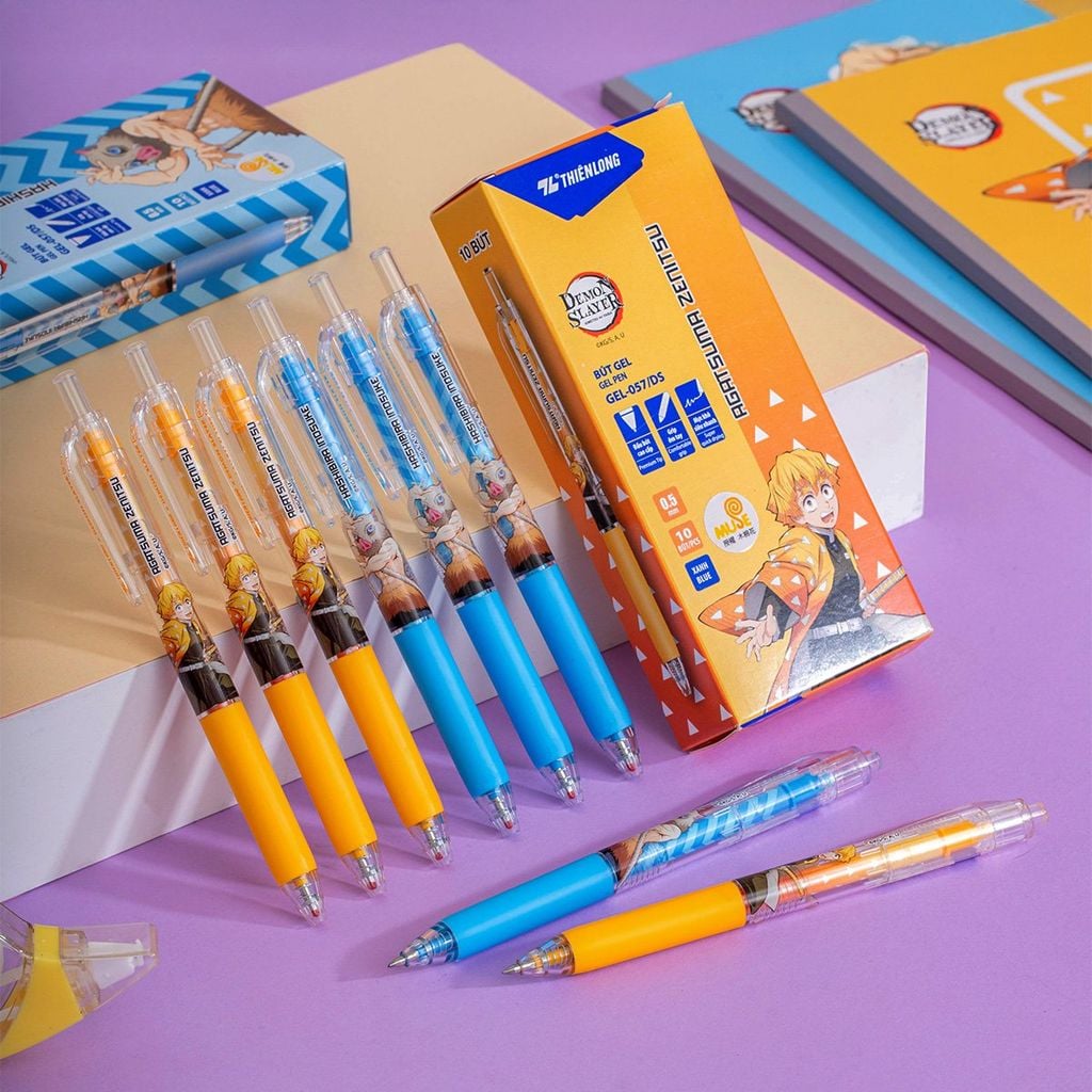 Combo 5/10/20 Bút gel Quick Dry Thiên Long Demon Slayer GEL-057/DS - Mực khô siêu nhanh - Mực Xanh