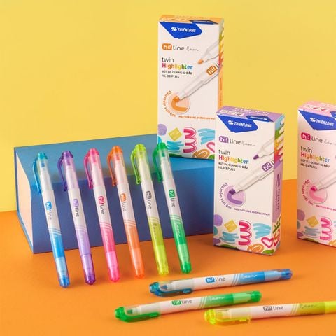 Bút dạ quang Thiên Long HL-03/PLUS - 2 đầu bút siêu mềm, lướt giấy nhẹ êm