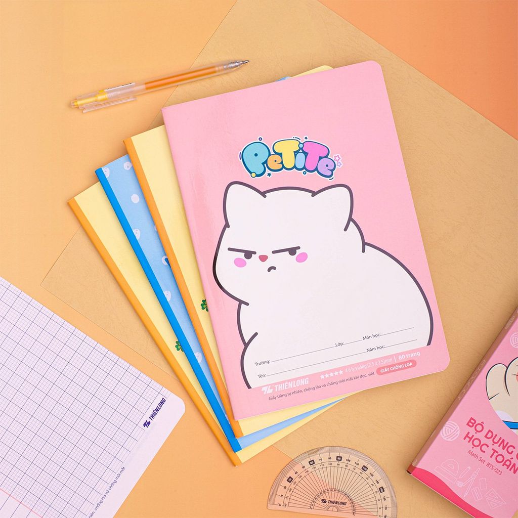 Tập học sinh chống lóa 80 trang 4 ô ly vuông 2.5mm 100gsm Thiên Long TP-NB003