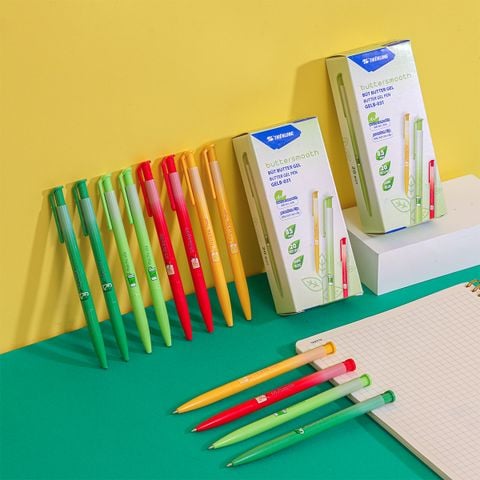 Combo 5/10/20 Bút gel B - Buttersmooth Gel Thiên Long GELB-031 - Premium Tip viết êm, trơn - Mực Xanh - Phiên bản Trà - Thân ngẫu nhiên